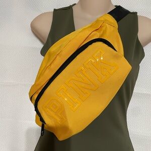 PINK Victoria's Secret Yellow Logo Waist Bag with Black Trim